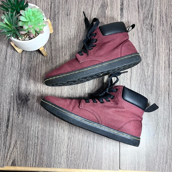 *Dr Marten | Maelly Lace Up Canvas Padded Collar Boot in Cherry Red Size 7 - Picture 4 of 15